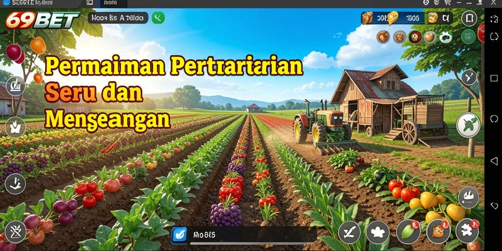 Tampilan gameplay menarik dari 69BET menampilkan aktivitas bertani yang seru.