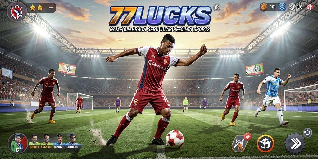 Gameplay seru 77LUCKS dalam arena olahraga kompetitif.