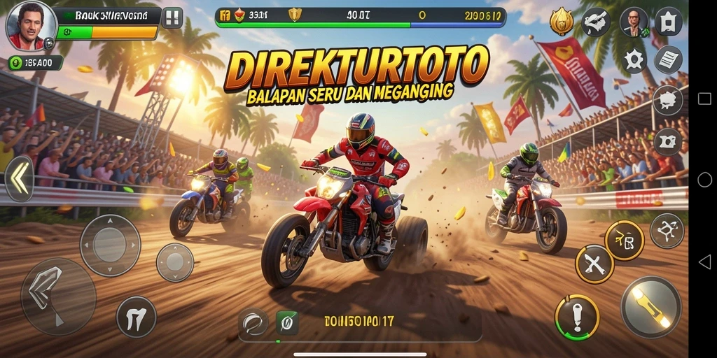 Tampilan mendebarkan dari gameplay balapan di DIREKTURTOTO.