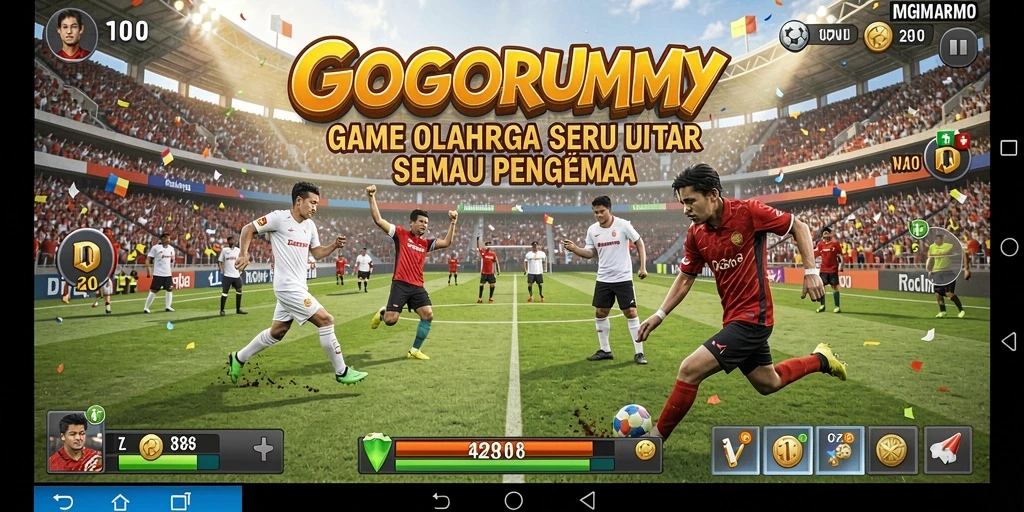 Tampilan gameplay GOGORUMMY yang menampilkan aksi olahraga seru.