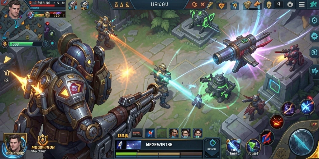 Tampilan gameplay menegangkan dengan strategi yang kompleks dalam MEGEWIN188.