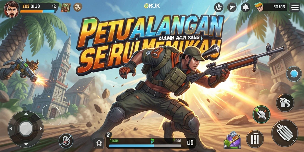 Tampilan gameplay seru dalam OKJK, penuh aksi menegangkan.