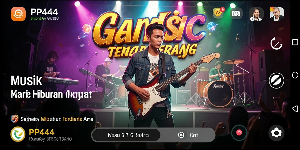 Tampilan gameplay PP444 dengan berbagai tantangan musik yang mengasyikkan.