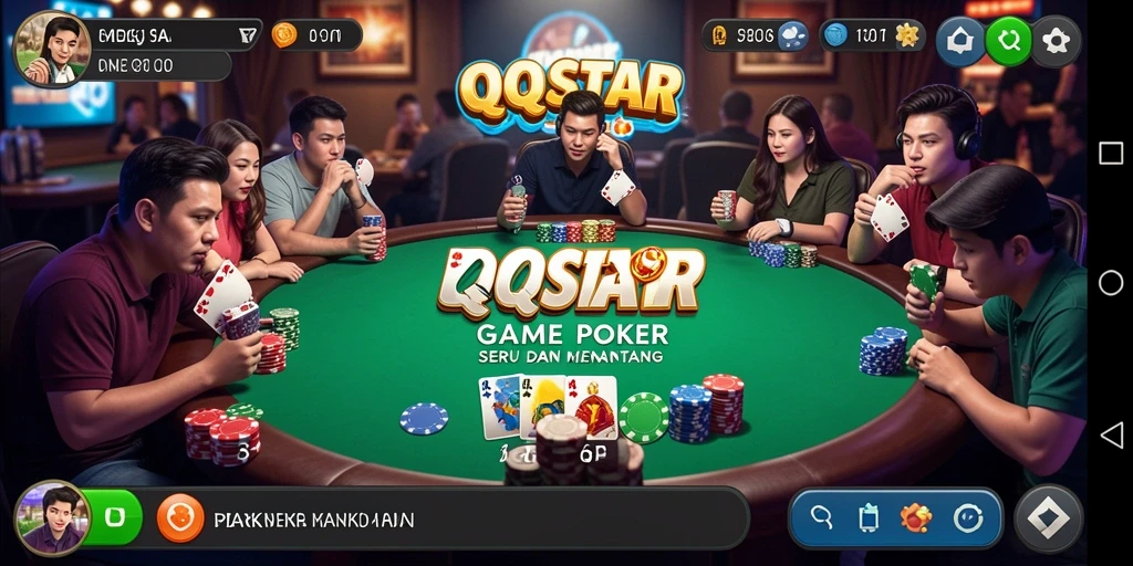 Tampilan gameplay Poker yang menarik dan seru di QQSTAR.
