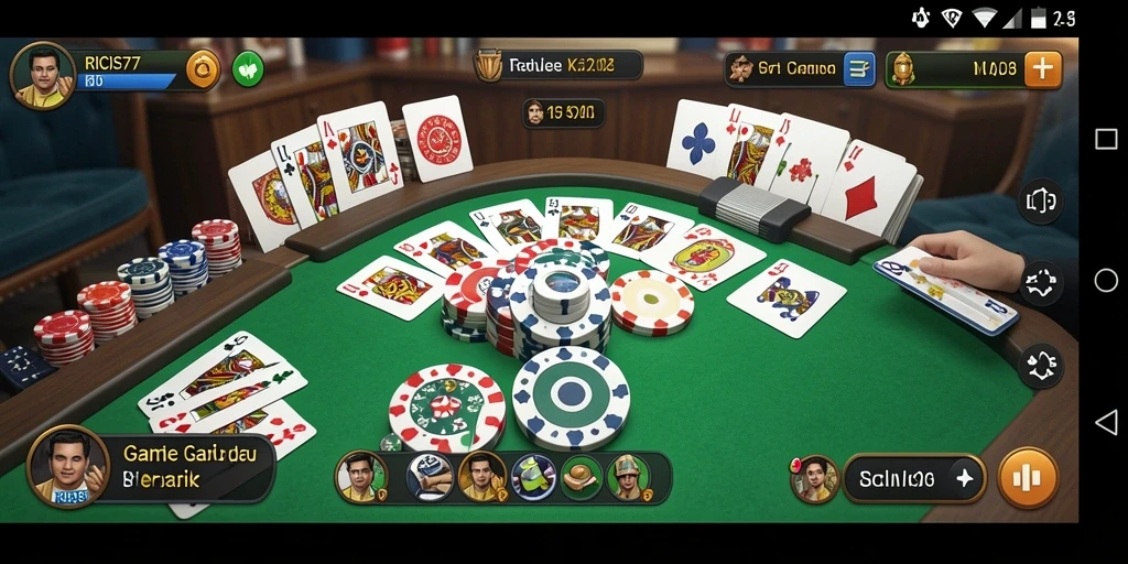 Screenshot gameplay RICIS77 menampilkan suasana seru bermain Gaple.