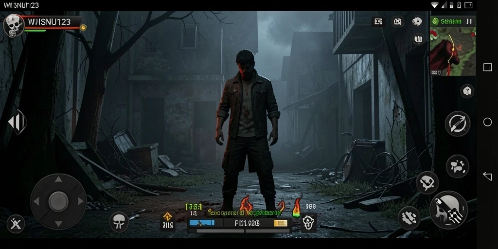Screenshot WISNU123 menampilkan suasana mencekam dalam gameplay.